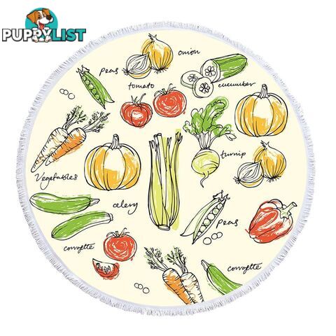 Vegetables Drawing Beach Towel - Towel - 7427046334501