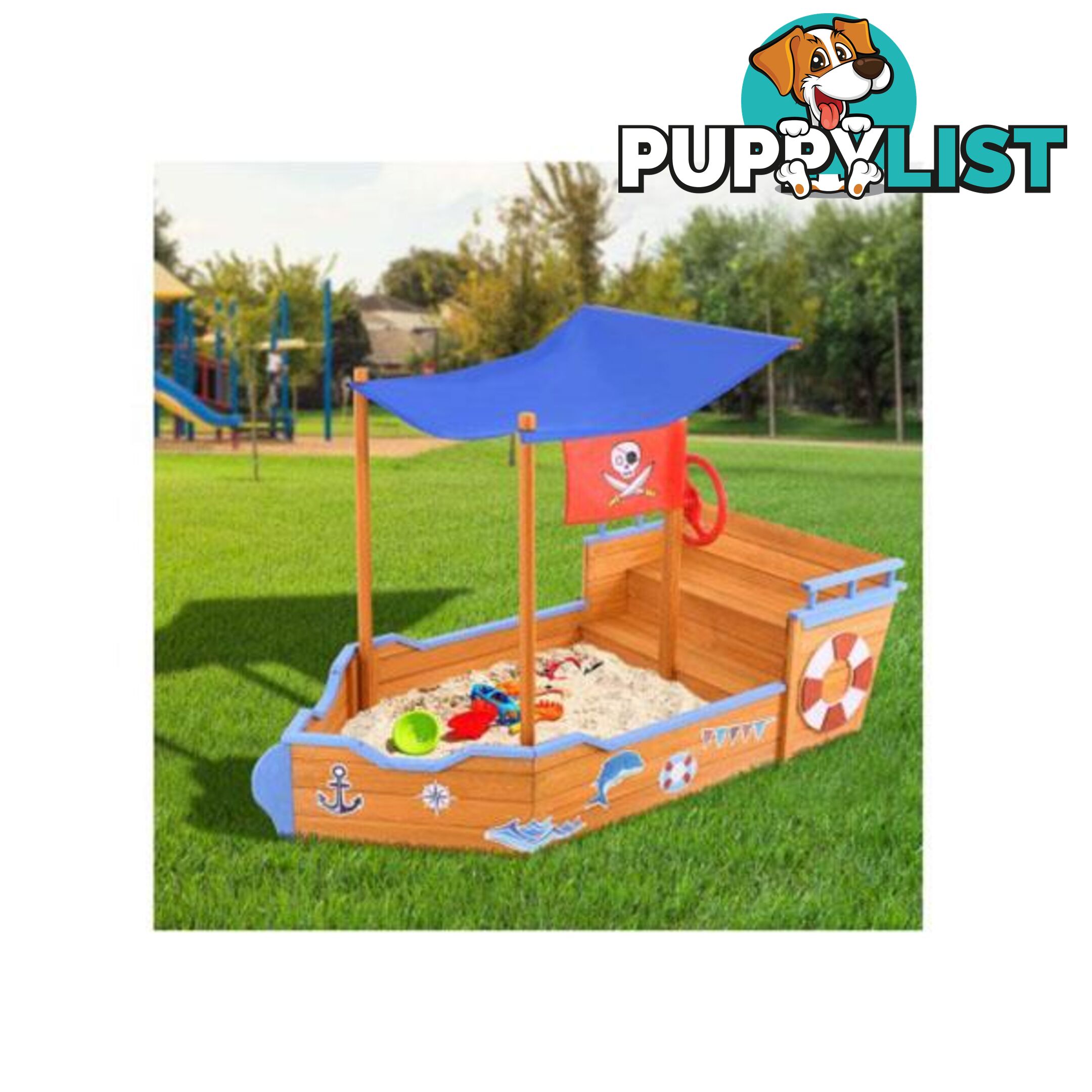 Keezi Boat Sand Pit With Canopy - Keezi - 9350062163832