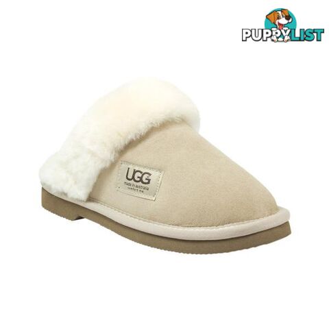 UGG Merino Sheepskin Fur Trim Scuff Memory Foam Sand - UGG - 822427524224