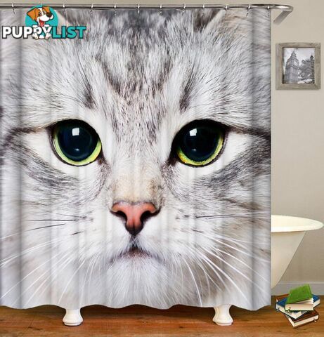 Grey Cat Face Shower Curtain - Curtain - 7427046042635