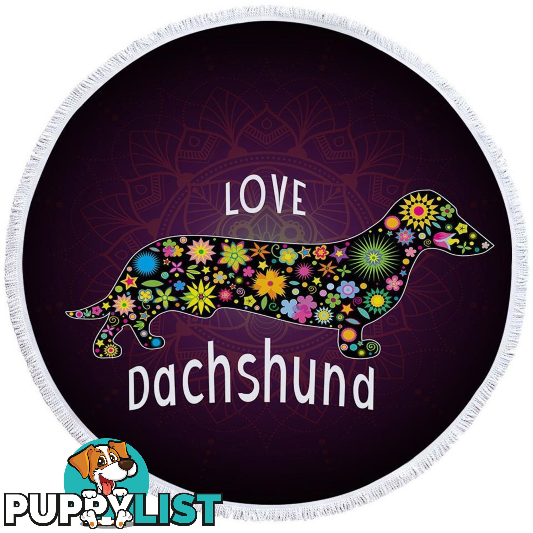 Love Dachshund Dog Beach Towel - Towel - 7427046316927