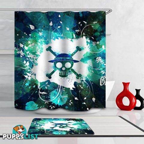 Turquoise And Teal Danger Skull Shower Curtain - Curtain - 7427046055970