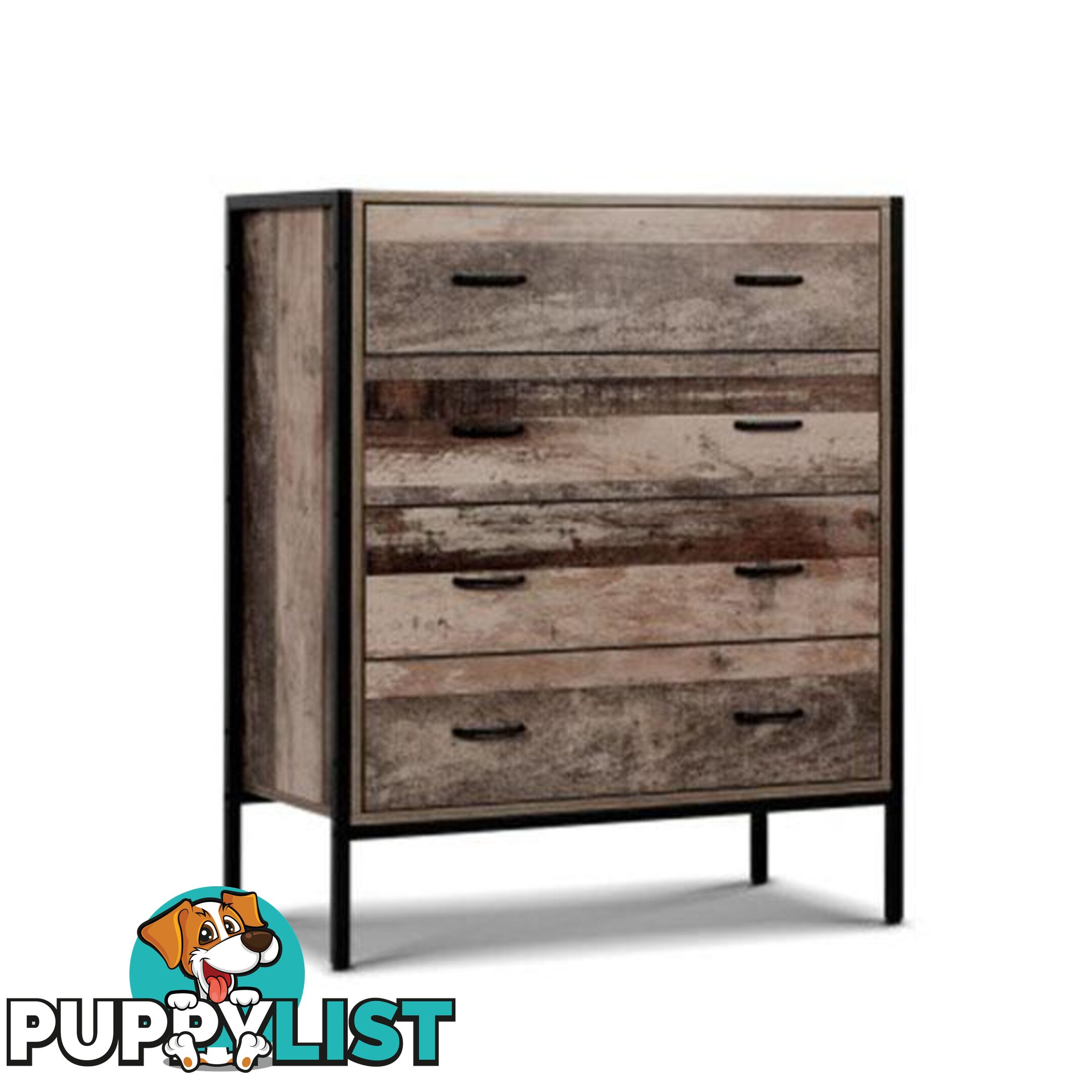 Chest Of Drawers Tallboy Dresser Storage Cabinet Industrial Rustic - Artiss - 9350062214619