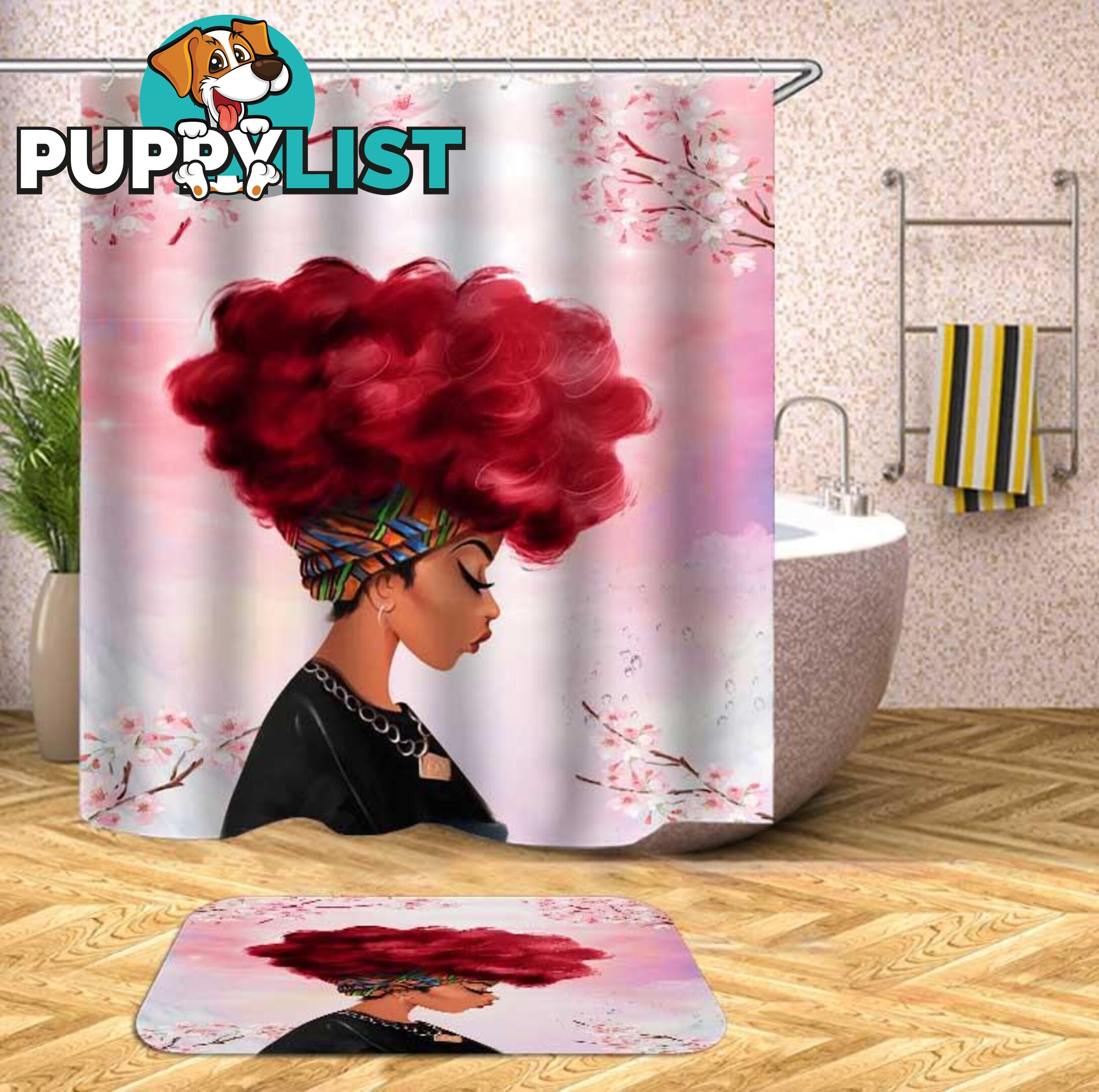 Pinkish Beautiful Black Girl Shower Curtain - Curtain - 7427046132671