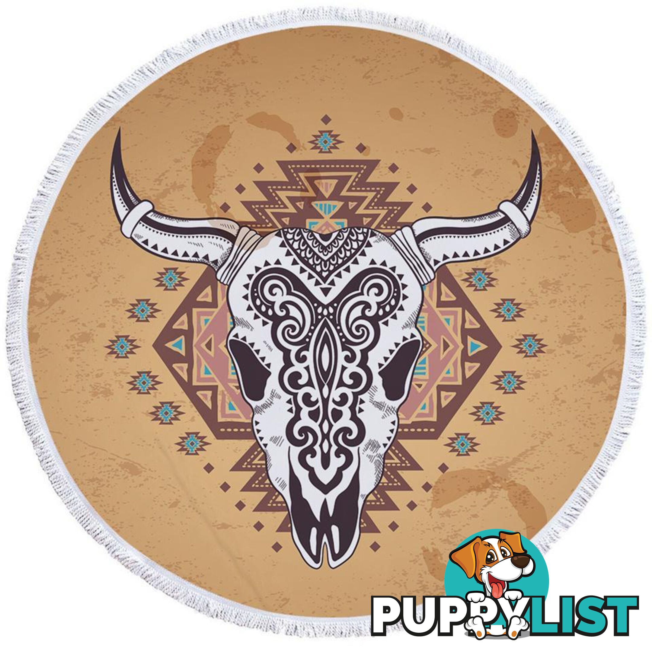 Indian Bull Skull Beach Towel - Towel - 7427046306652