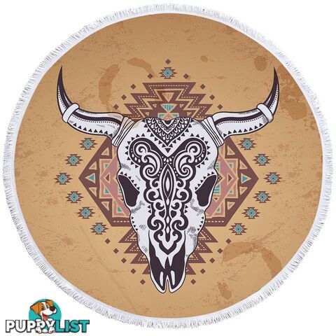 Indian Bull Skull Beach Towel - Towel - 7427046306652