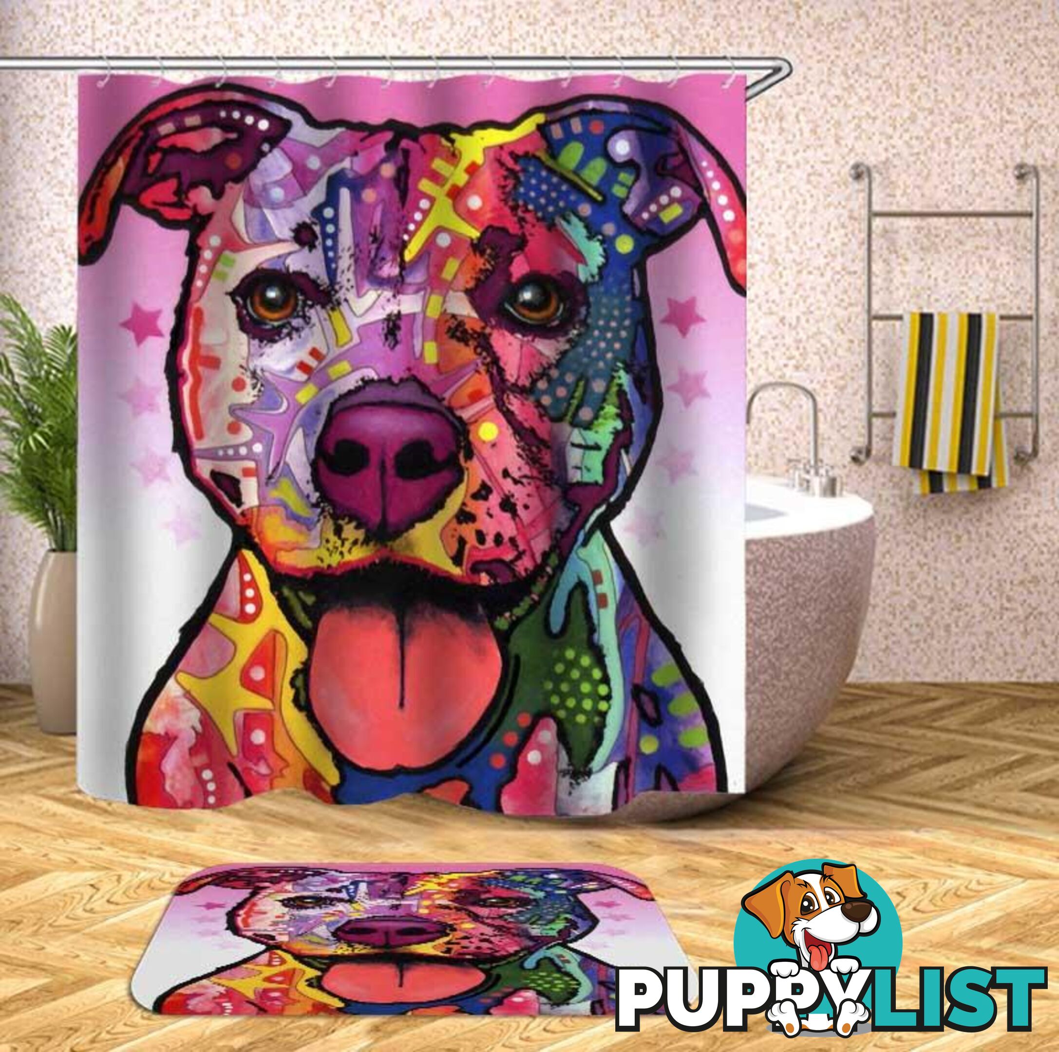 Colorful Dog Painting Shower Curtain - Curtain - 7427046094757
