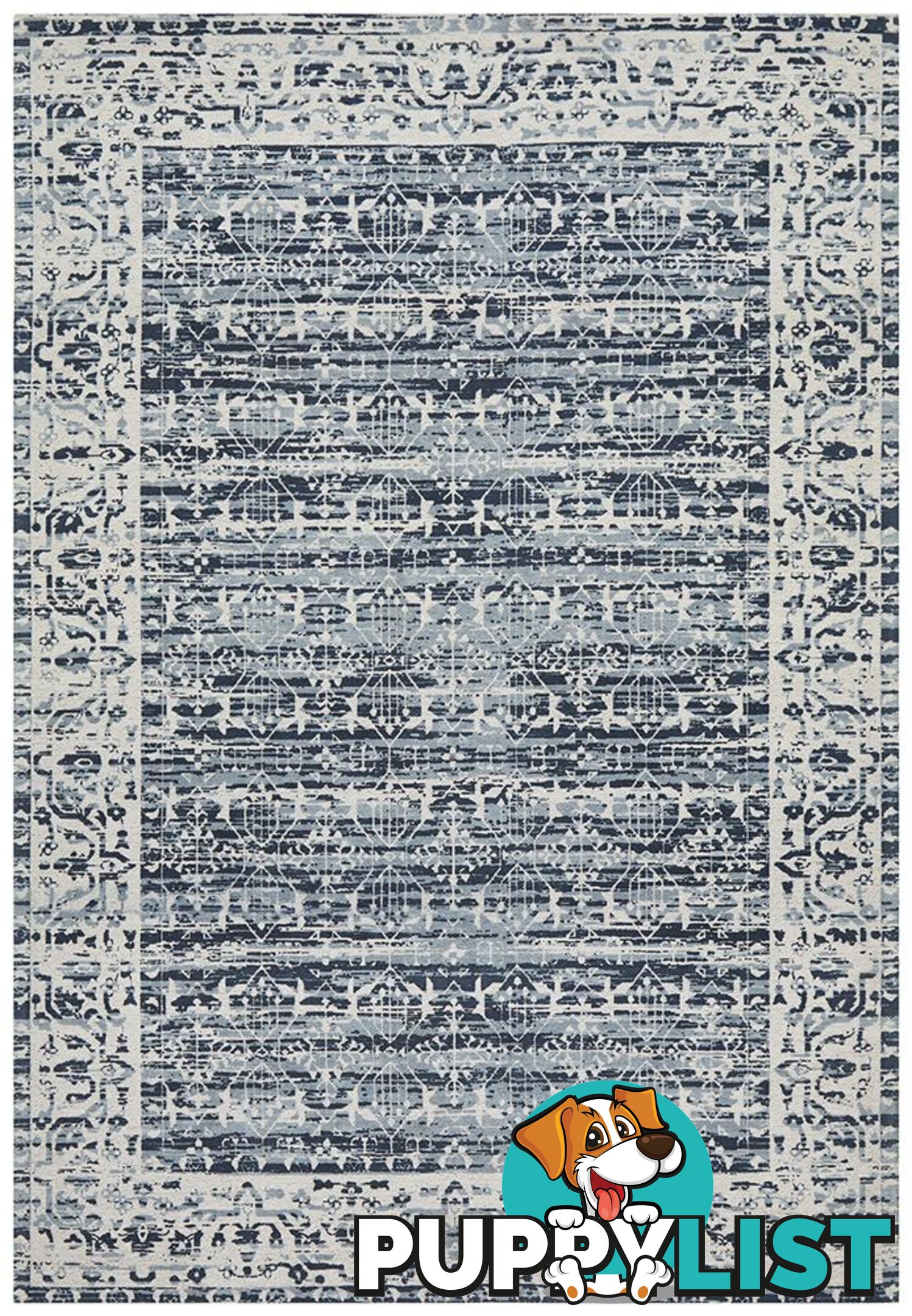 Magnolia Border Denim Rug - Unbranded - 9375321879774