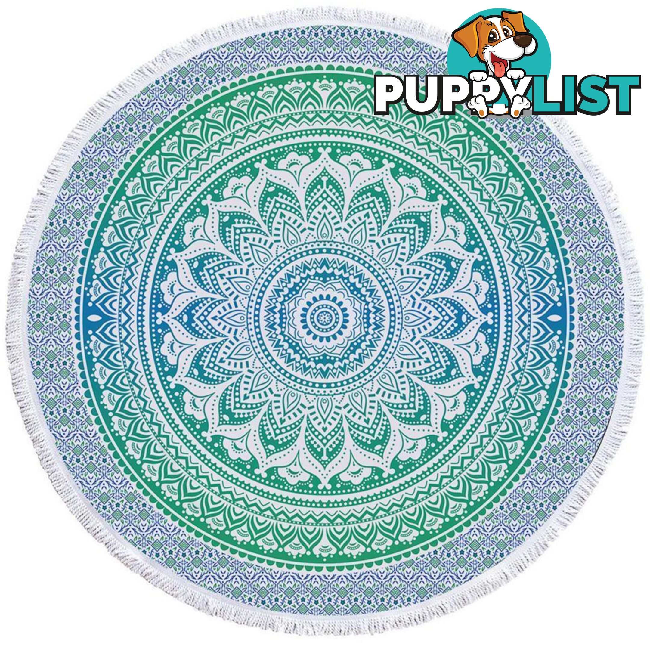 Turquoise Teal Blue Mandala Beach Towel - Towel - 7427046318662