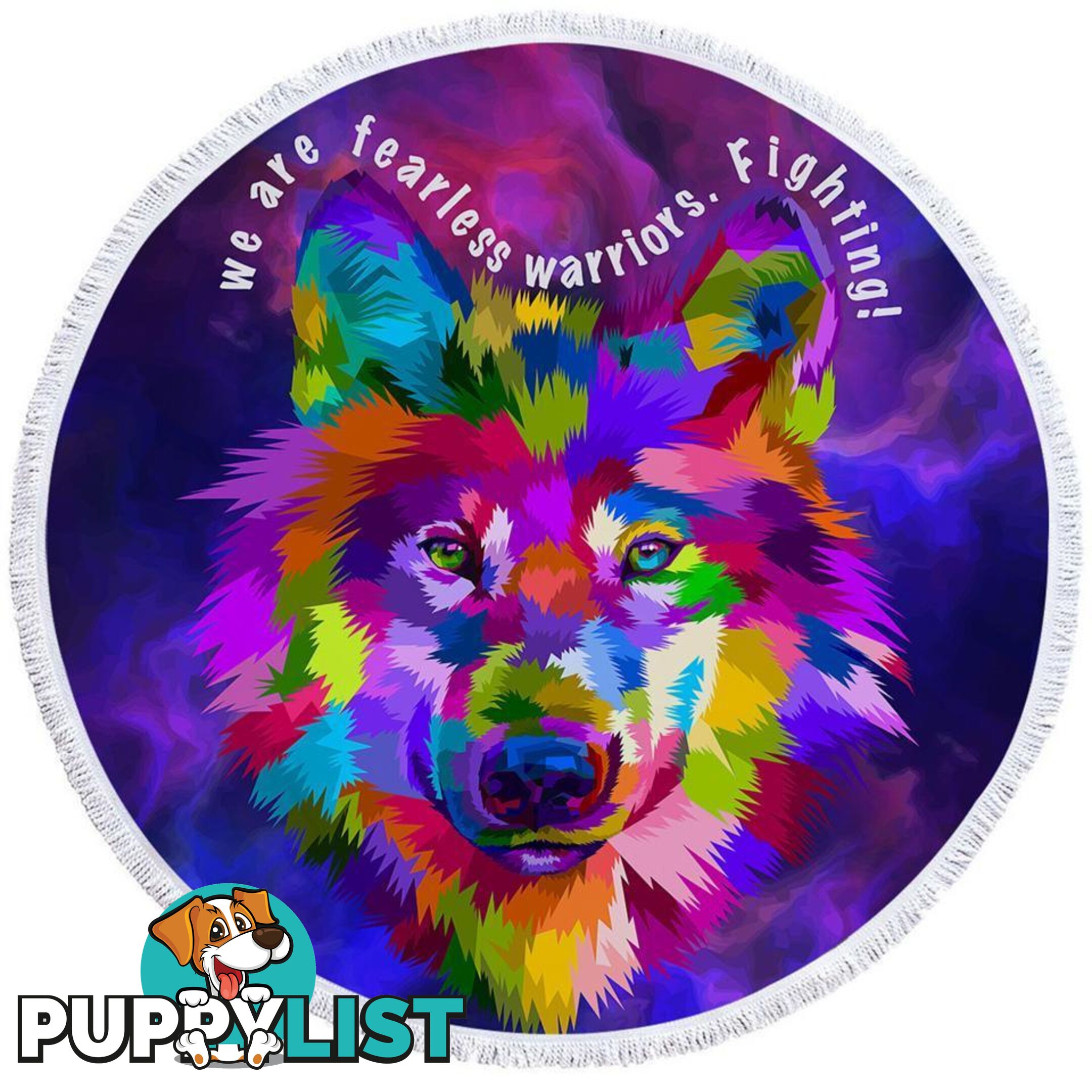 Colorful Warrior Wolf Beach Towel - Towel - 7427046314978