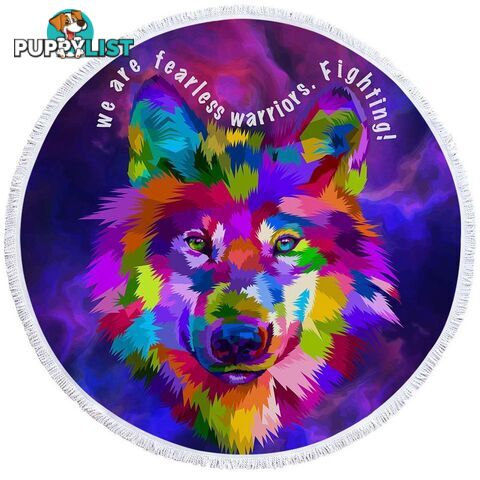 Colorful Warrior Wolf Beach Towel - Towel - 7427046314978