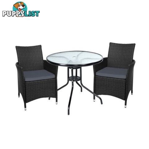 Outdoor Furniture Dining Chair Table Bistro Set Wicker Cafe Bar Set - Gardeon - 9355720036732