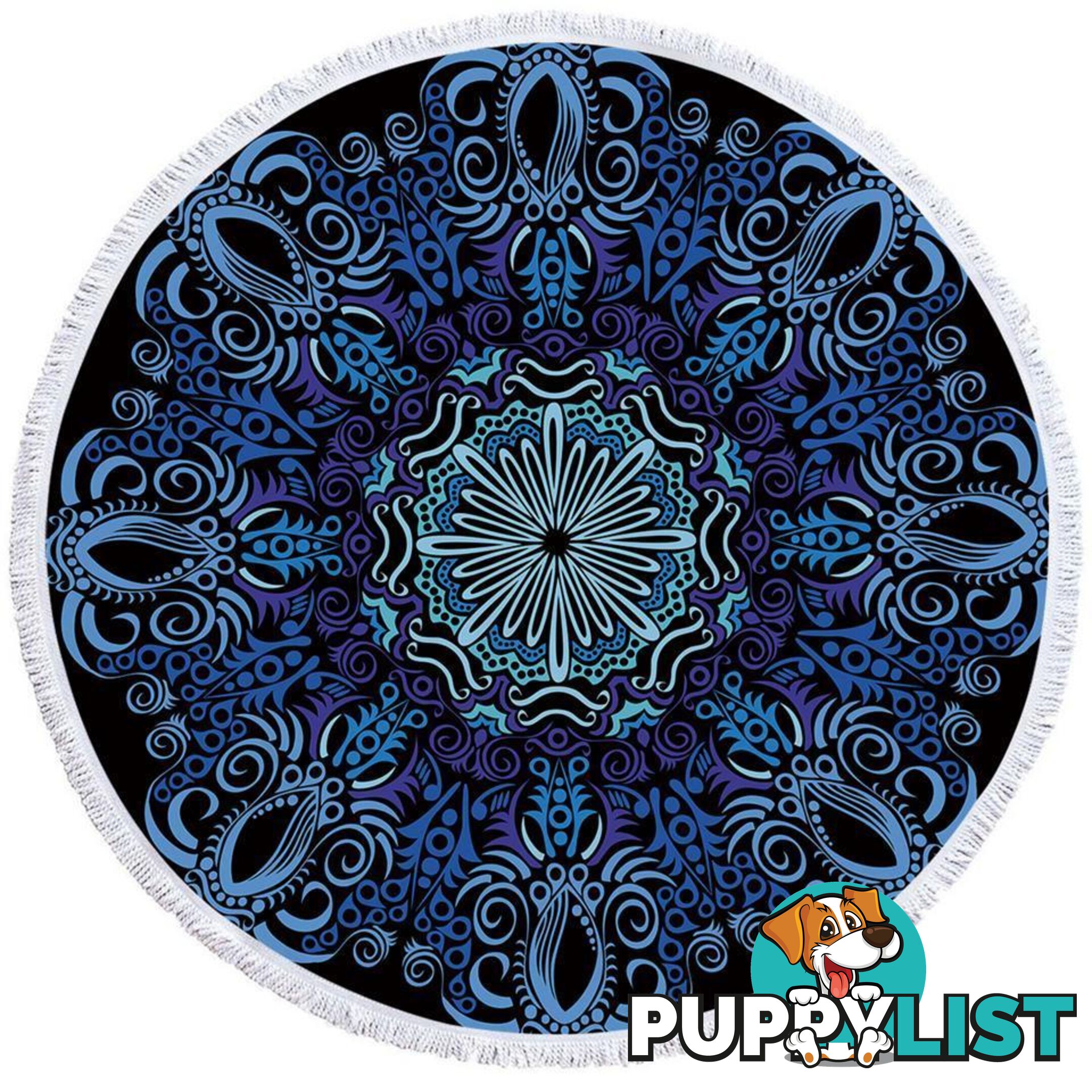 Purplish Blue Mandala Beach Towel - Towel - 7427046322140