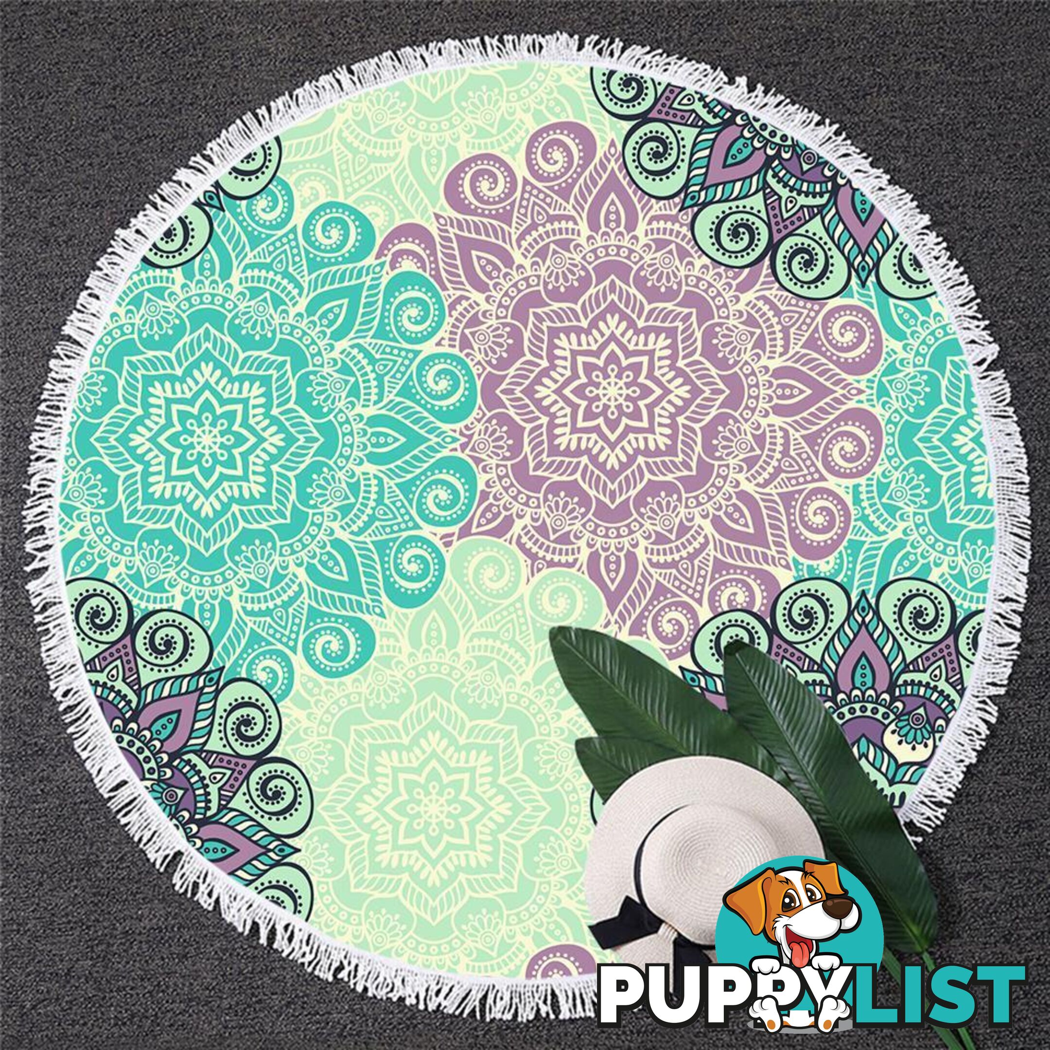 Turquoise and Lilac Mandala Beach Towel - Towel - 7427046333603