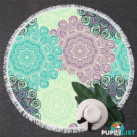 Turquoise and Lilac Mandala Beach Towel - Towel - 7427046333603