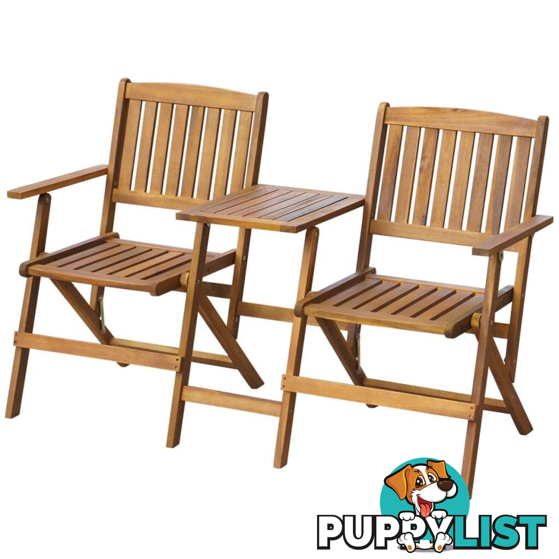 Folding Garden Bench With Tea Table Solid Acacia Wood - Unbranded - 9476062037451