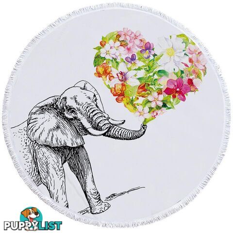 Heart of Flowers and Elephant Beach Towel - Towel - 7427046328760