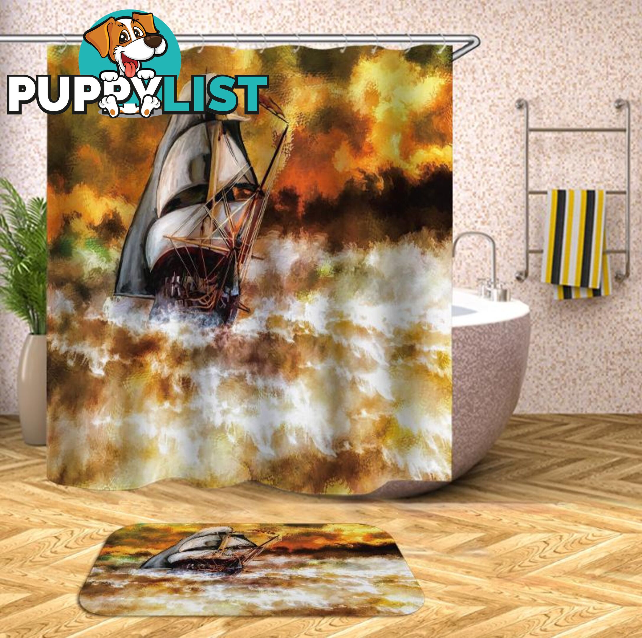 Stunning Sailboat Art Painting Shower Curtain - Curtain - 7427046052535