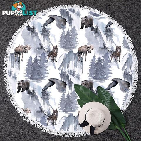 Mountain Animals Beach Towel - Towel - 7427046333092