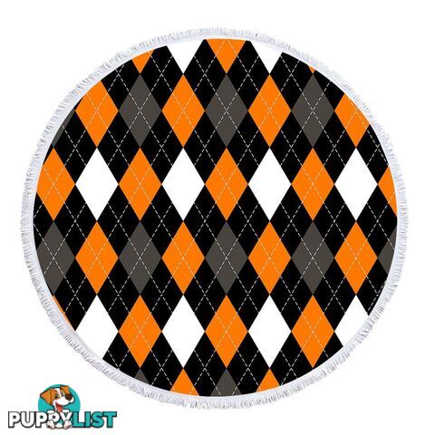 Orange and Black Diamonds Pattern Beach Towel - Towel - 7427046341554