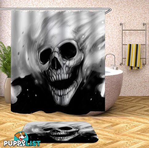 Black N White Skull Ghost Shower Curtain - Curtain - 7427045936553