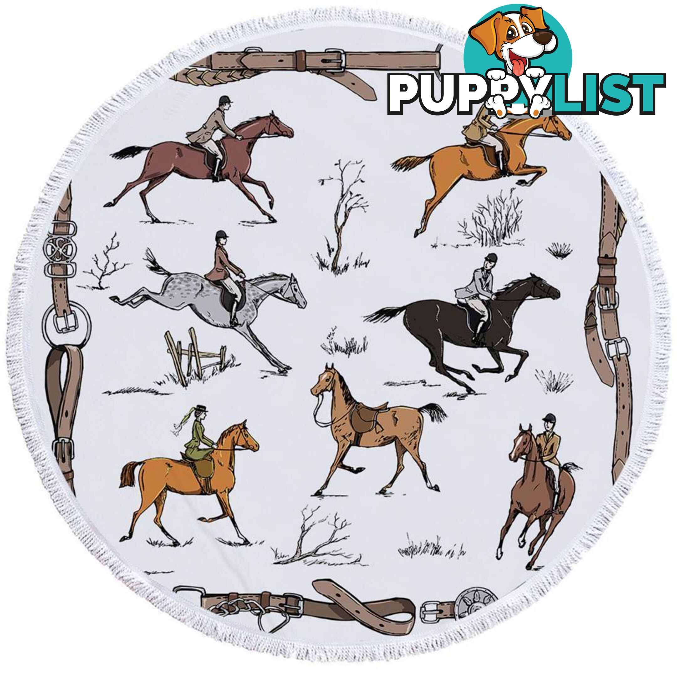 Horse Riding Pattern Beach Towel - Towel - 7427046339421