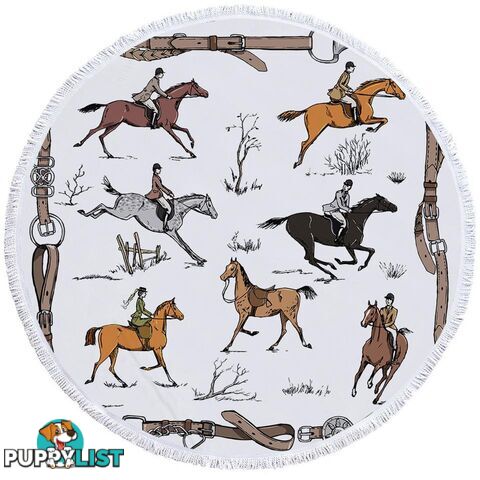 Horse Riding Pattern Beach Towel - Towel - 7427046339421