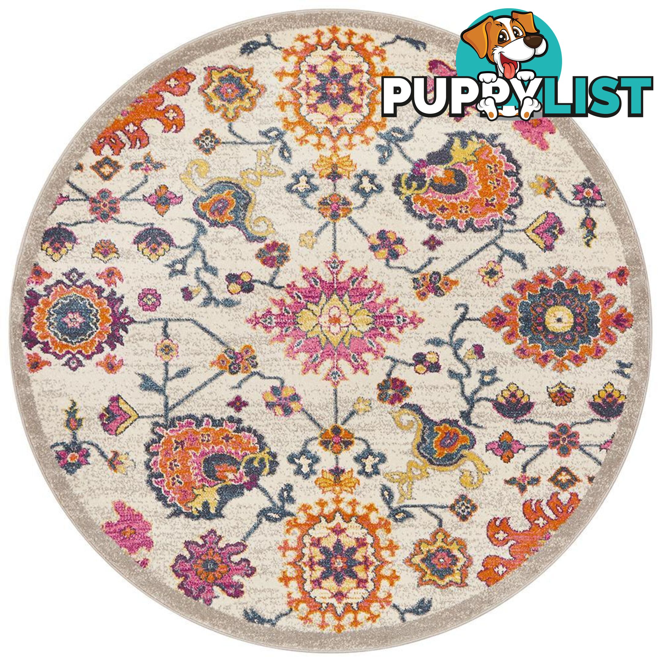 Babylon Round Multi Coloured Floral Rug - Unbranded - 9375321875301