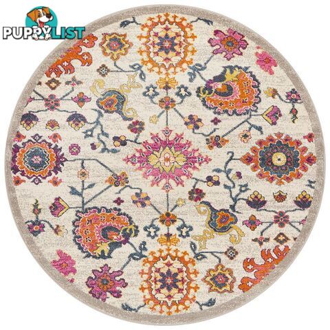 Babylon Round Multi Coloured Floral Rug - Unbranded - 9375321875301