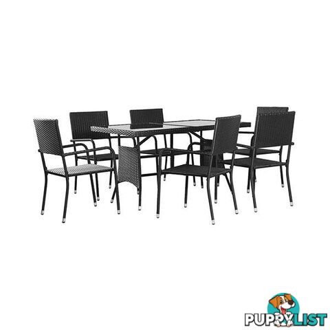 7 Piece Outdoor Dining Set Poly Rattan Black - Unbranded - 8718475601562