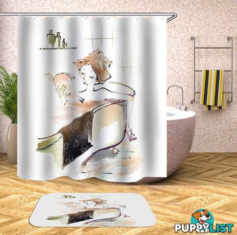 Bathing With A Book Drawing Shower Curtain - Curtain - 7427045936157