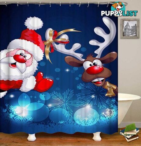 Reindeer And Santa Cartoon Shower Curtain - Curtains - 7427046060868