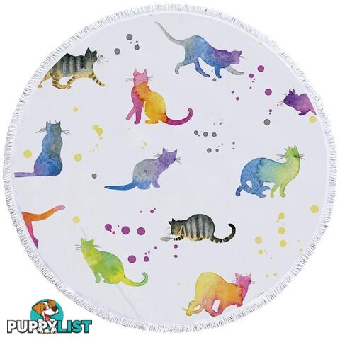 Colorful Water colored Cats Beach Towel - Towel - 7427046307055