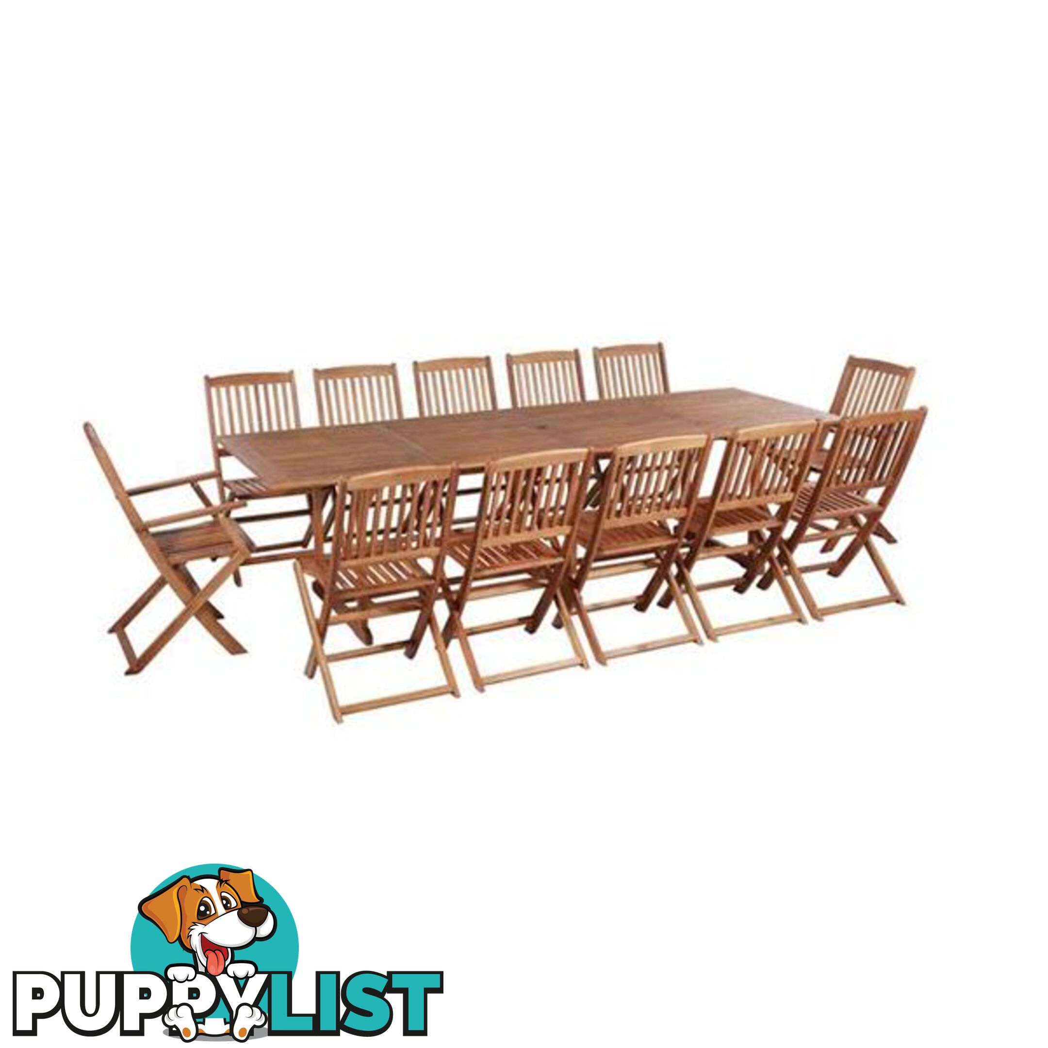 13 Piece Outdoor Dining Set Solid Acacia Wood - Unbranded - 8718475614326