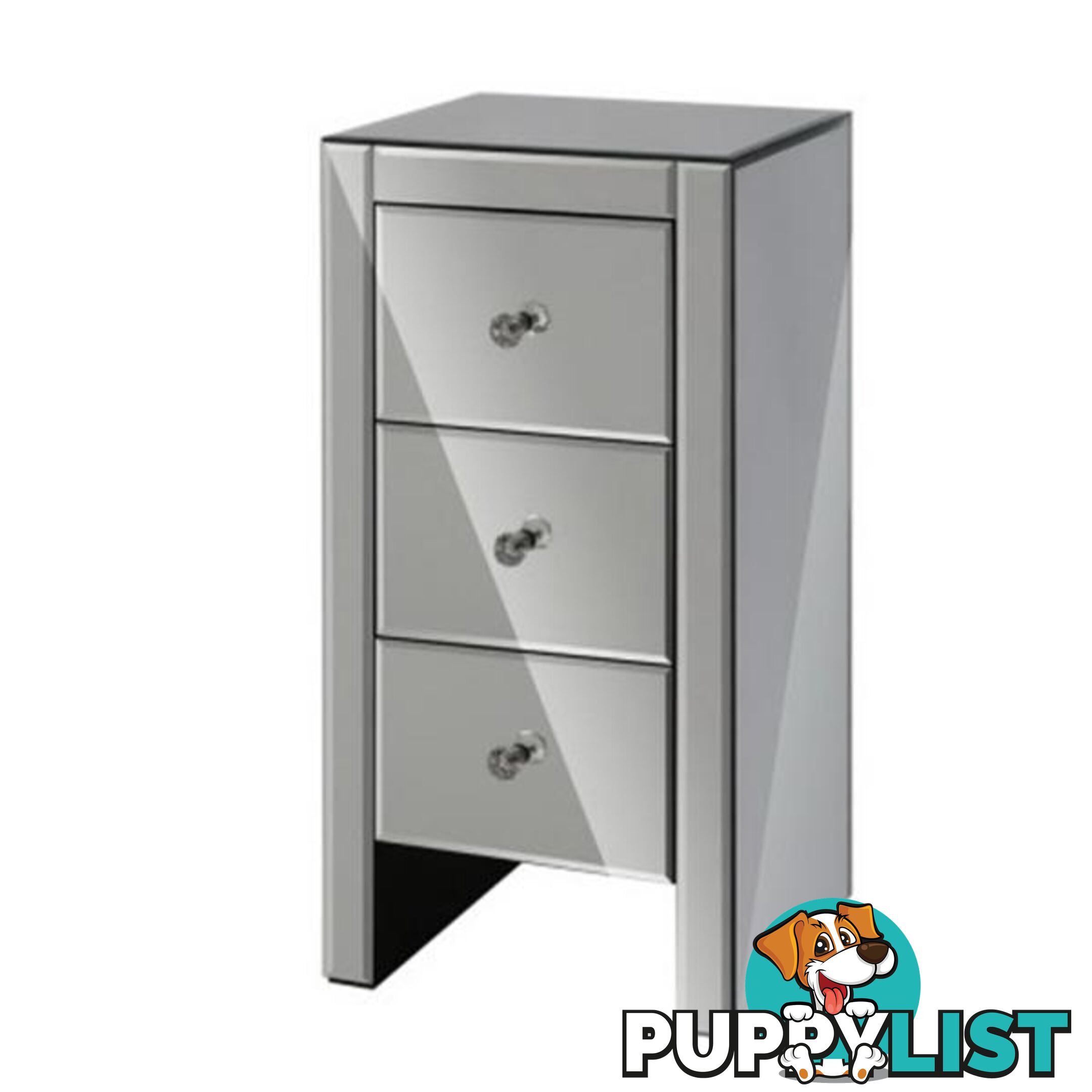 Mirrored Bedside Tables Drawers Crystal Chest Nightstand Glass Grey - Artiss - 7427046188135