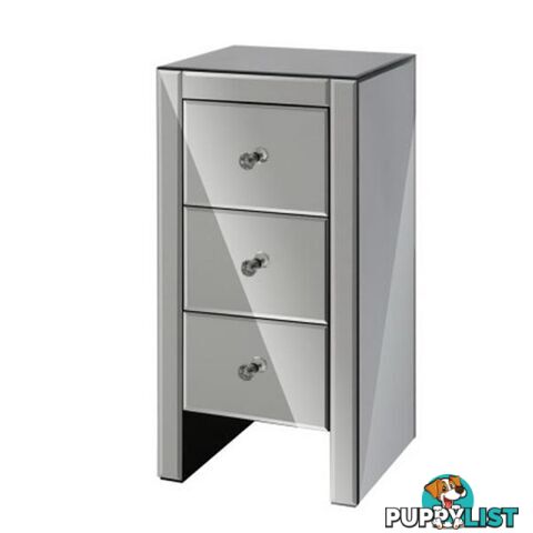 Mirrored Bedside Tables Drawers Crystal Chest Nightstand Glass Grey - Artiss - 7427046188135