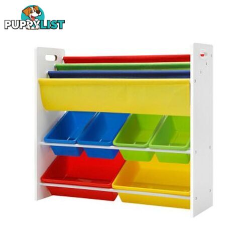 Kids Bookshelf Toy Storage Box Organizer Bookcase 3 Tiers - Keezi - 9350062198193