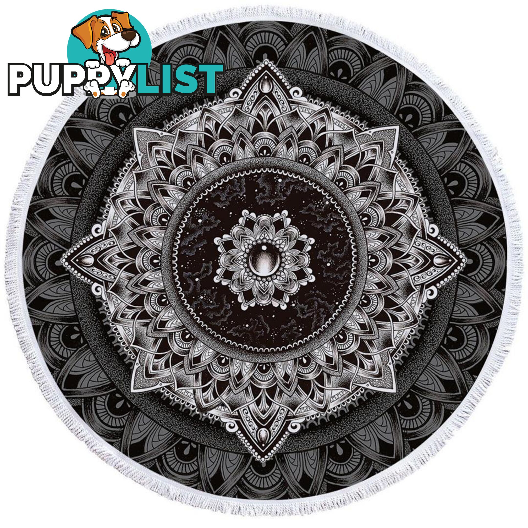 Black and White Mandala Beach Towel - Towel - 7427046324816