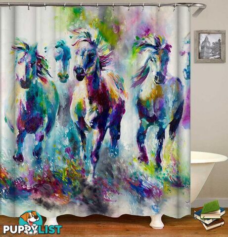 Horses Painting Art Shower Curtain - Curtain - 7427046092555