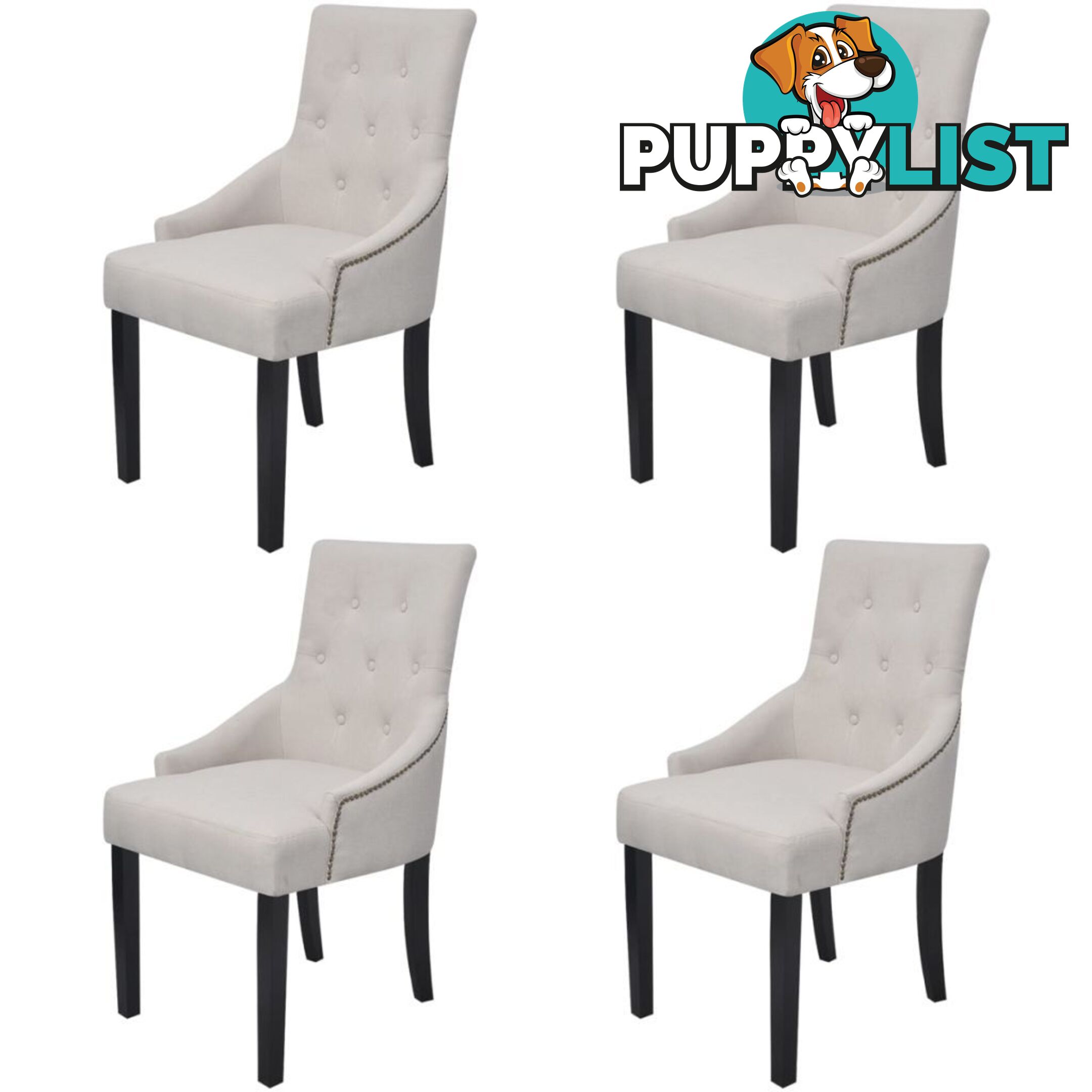 Dining Chairs Polyester (4 Pcs) - Cream - Unbranded - 4326500438713