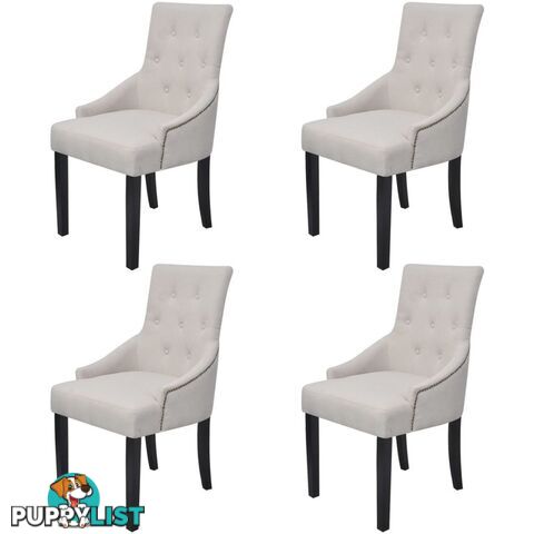 Dining Chairs Polyester (4 Pcs) - Cream - Unbranded - 4326500438713