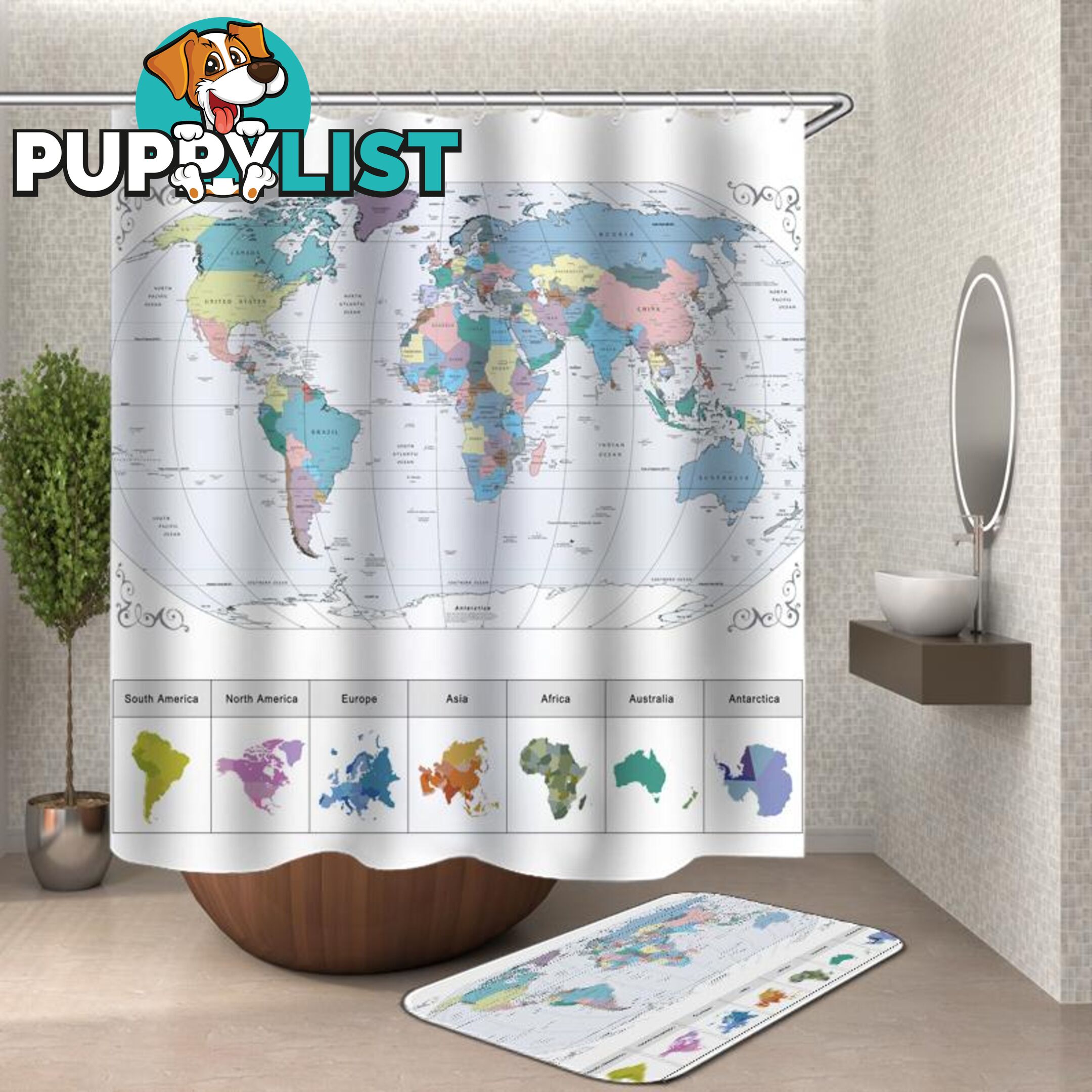 World Map Shower Curtain - Curtain - 7427046115780