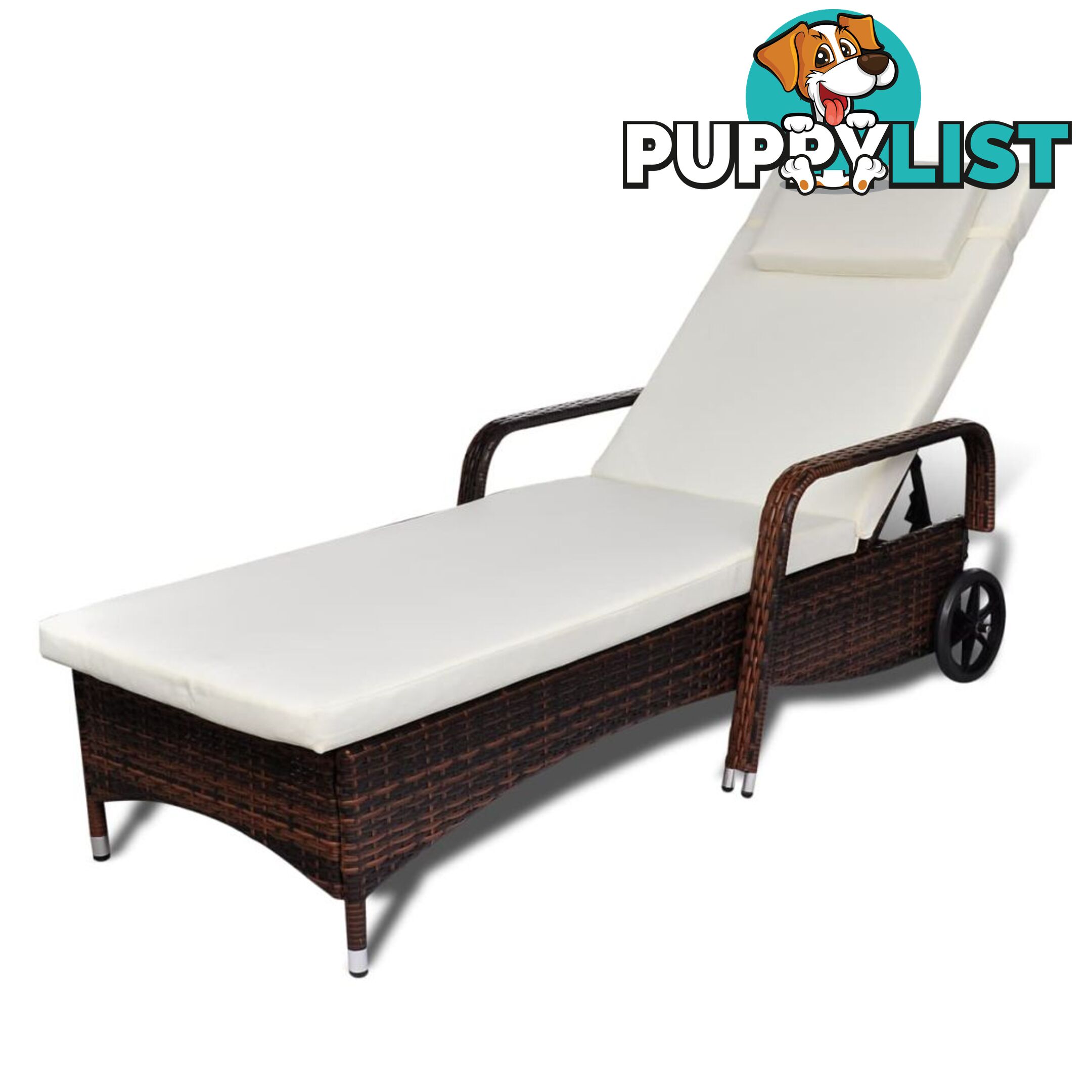 Rattan Sun Bed - Brown - Unbranded - 4326500417589