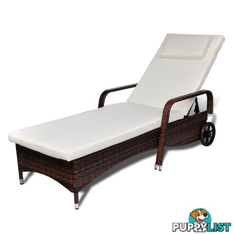 Rattan Sun Bed - Brown - Unbranded - 4326500417589