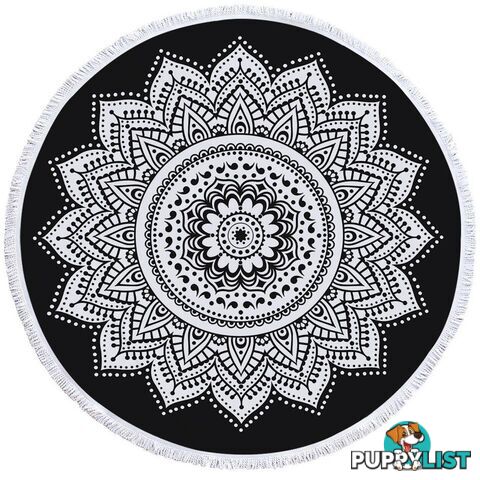 Simple Black and White Mandala Beach Towel - Towel - 7427046328821