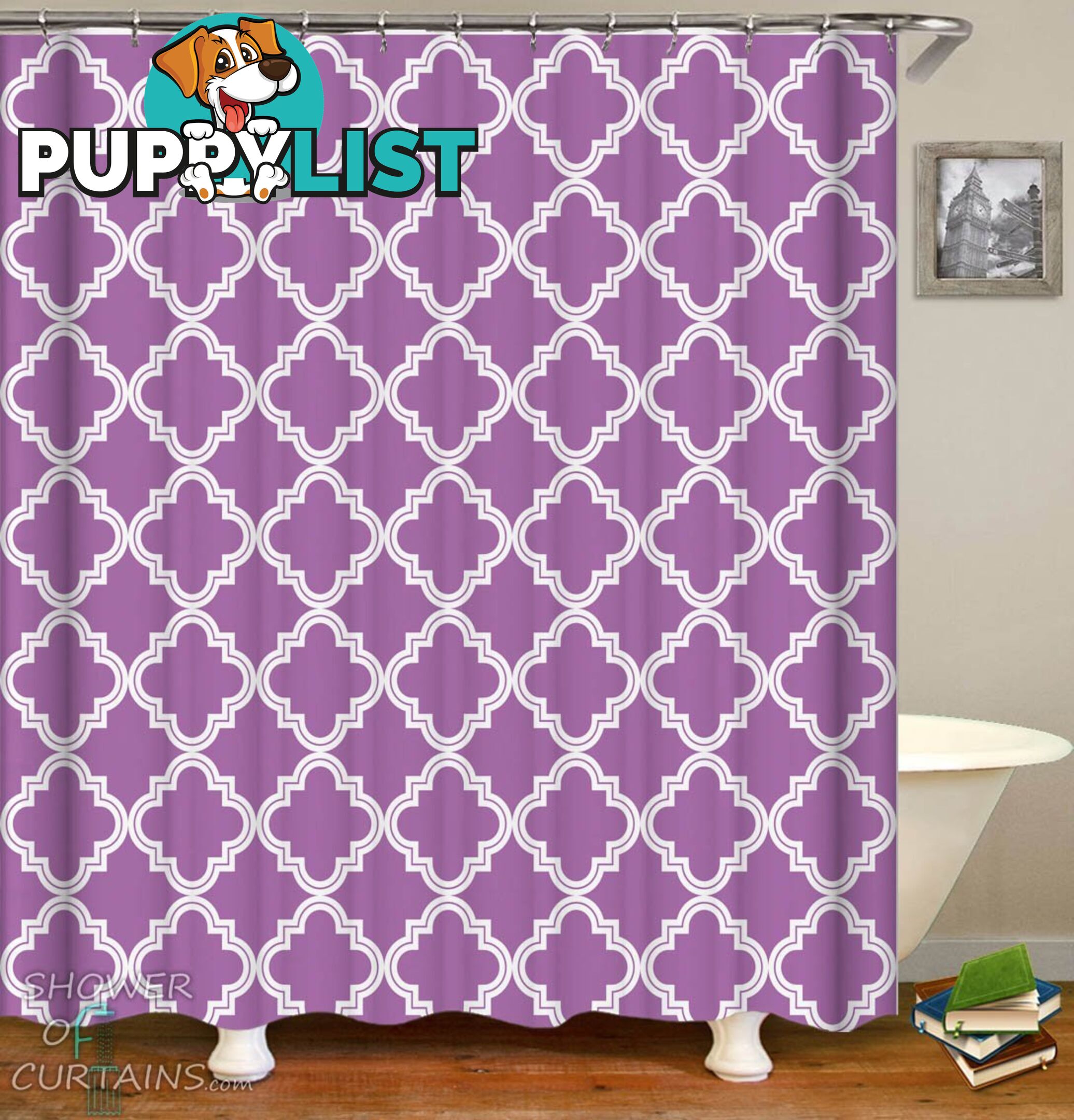 Purple Moroccan Shower Curtain - Curtain - 7427046292924