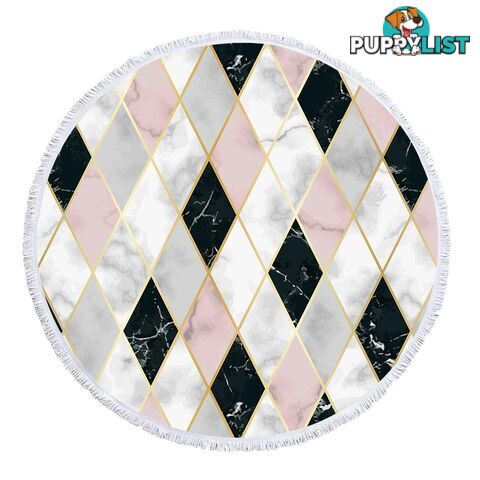 Pinkish and Black Geometric Shape Marble Beach Towel - Towel - 7427046341288