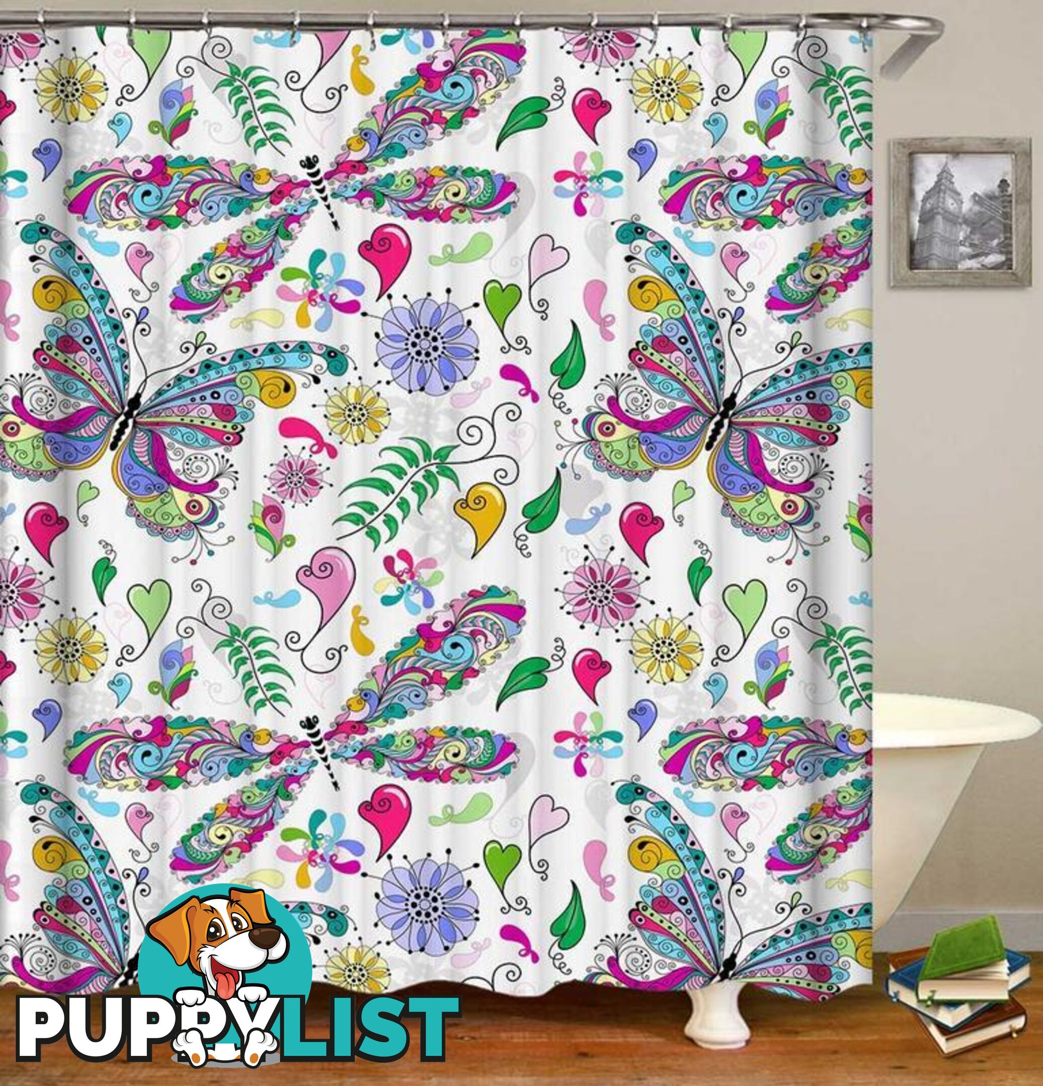 Colorful Butterflies And Dragonflies Shower Curtain - Curtain - 7427046077088