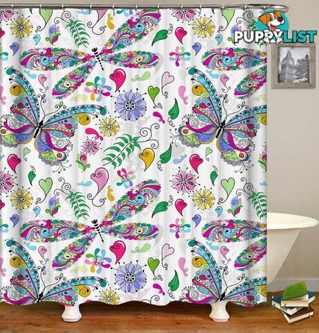 Colorful Butterflies And Dragonflies Shower Curtain - Curtain - 7427046077088