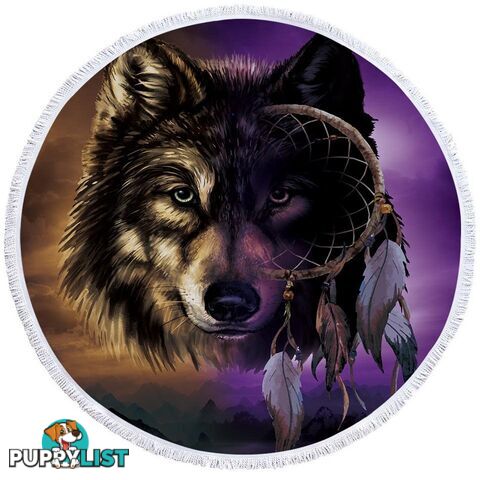 Dream Catcher Wolf Beach Towel - Towel - 7427046312172